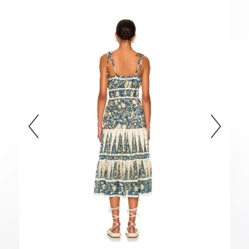 Ulla Johnson Blue and Cream Printed Midi Dress - Picture 3 of 8
